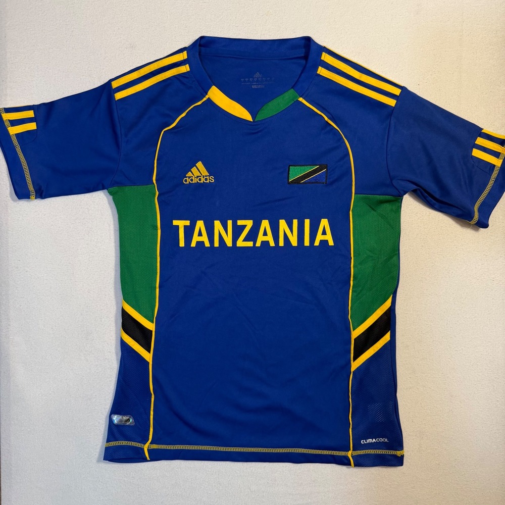 Adidas Tanzania National Team Soccer Jersey Blue Yellow ClimaCool Mens S